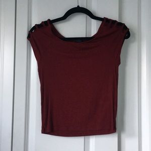 Red Top with Shoulder Cut-Outs